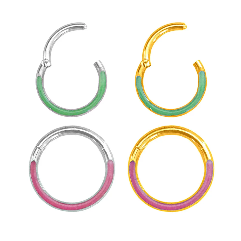 

Noctilucent Clicker Segment Ring Daith Conch Earrings Fluorescence Septum Piercing Hinged Hoop Ring 316L Surgical Steel 16G