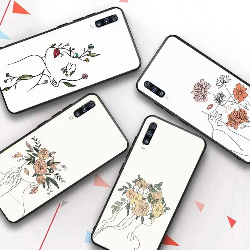 

Line Art Sketch Flower Girl Phone Case for Samsung Galaxy A 51 30s a71 Soft Cover for A21s A70 10 A30