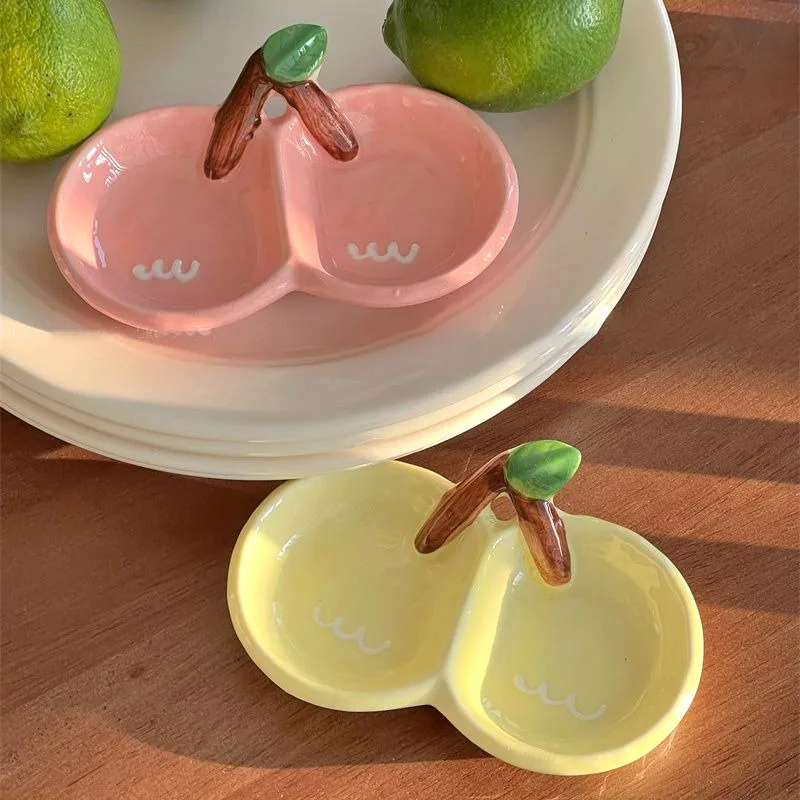 Двойная решетчатая тарелка для приправ бытовая керамическая соуса креативная