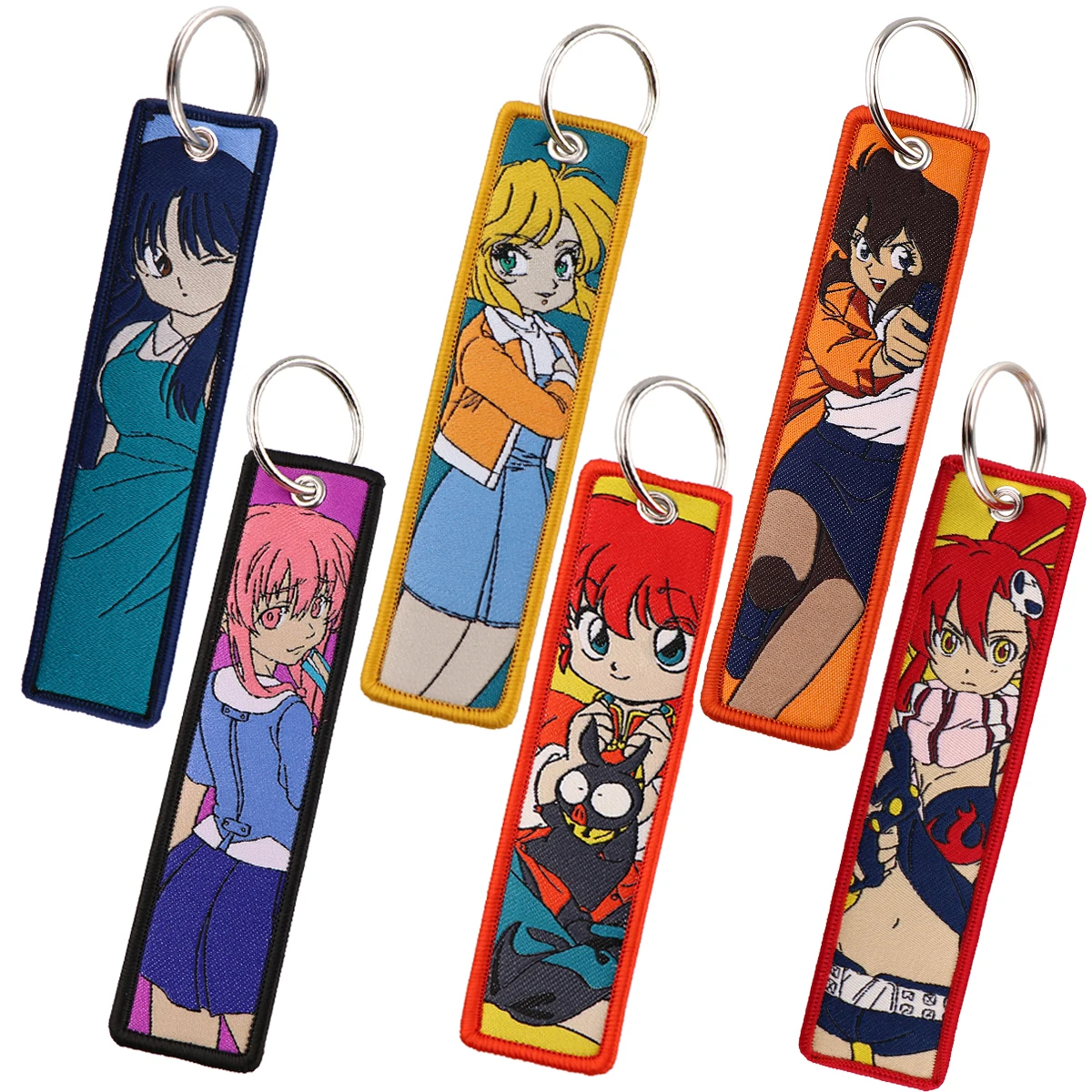 

Anime Figures Key Tag Pretty Girls Embroidery Jet Tag Keychain for Men Women Motorcycles Keychain Key Rings Accessories 1PCS