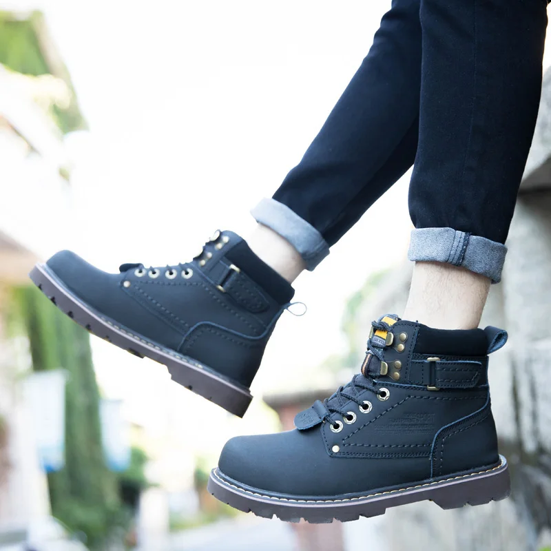 Hiking Shoes High-quality Leather Big Head Non-slip Anti-collision Tooling Shoes Couple Outdoor Leisure  Sneakers Size 35-46