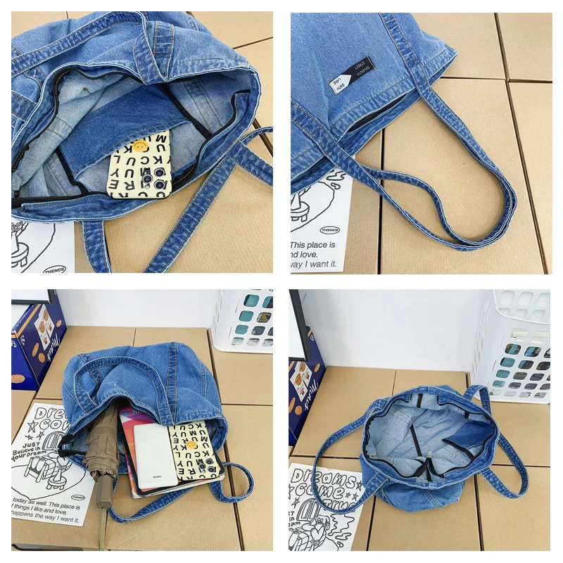 Retro Denim Women's Bag 2022 Trend Large Capacity Shoulder Bag Casual Tote Bag Female Jeans Handbags Big Shoppers Eco Bag Korean