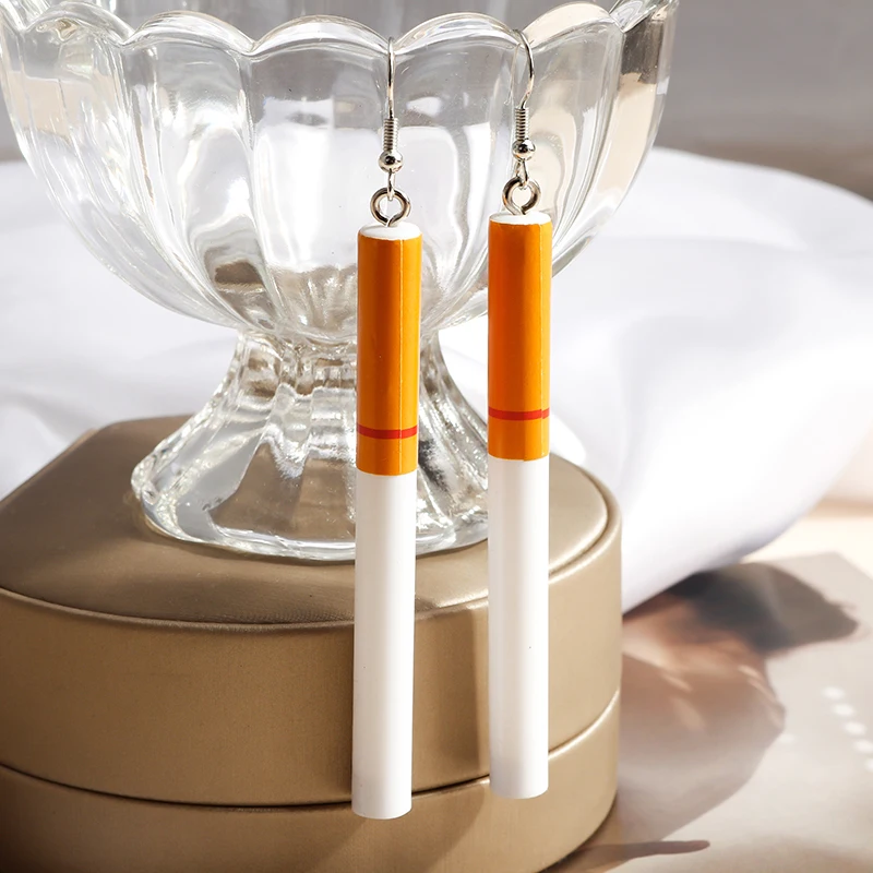 

Personalized Simulation Cigarette Earrings Fashion Creative Funny Cigarette Butt Earring for Women Men Punk Street Jewelry Gifts