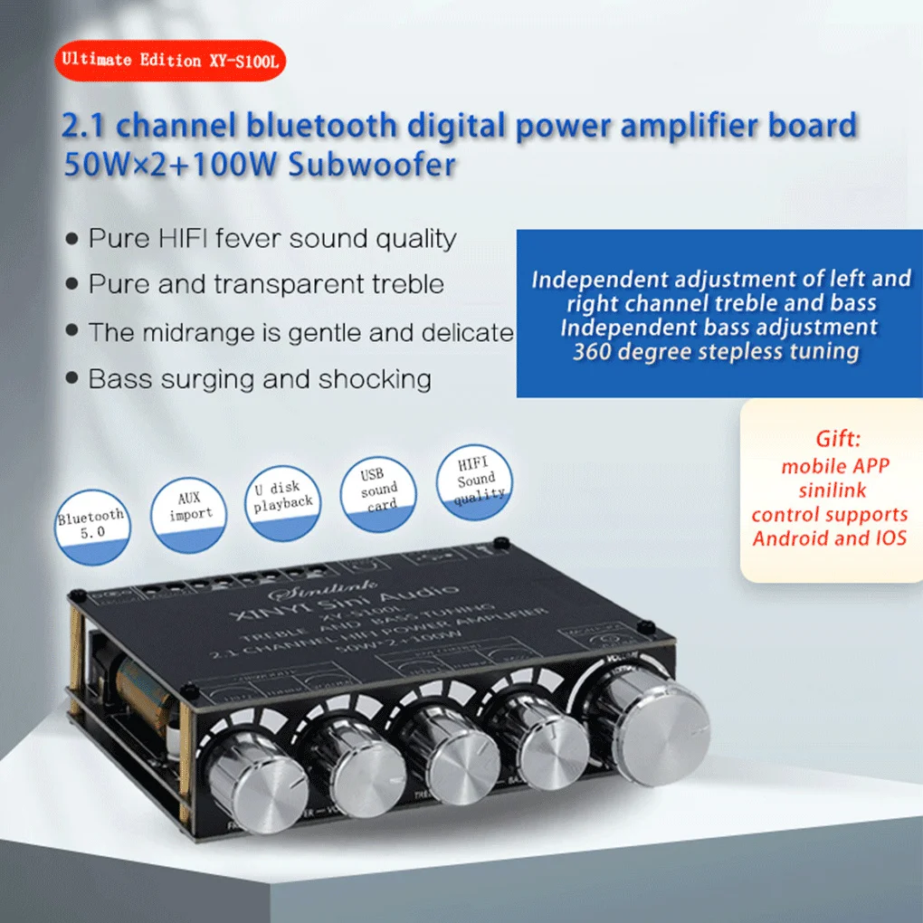 

Bluetooth-compatible 5 0 Amplifier Board Volume Adjustable 360 Degree Rotatable Knob 3 5mm Interface Amplifying Module
