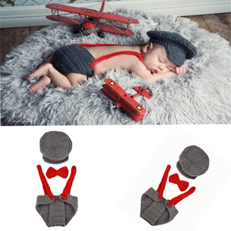 Baby Crocheted Handmade Outfit Newborn Photo Props Baby Girls Boys  Photography Costume Accessories