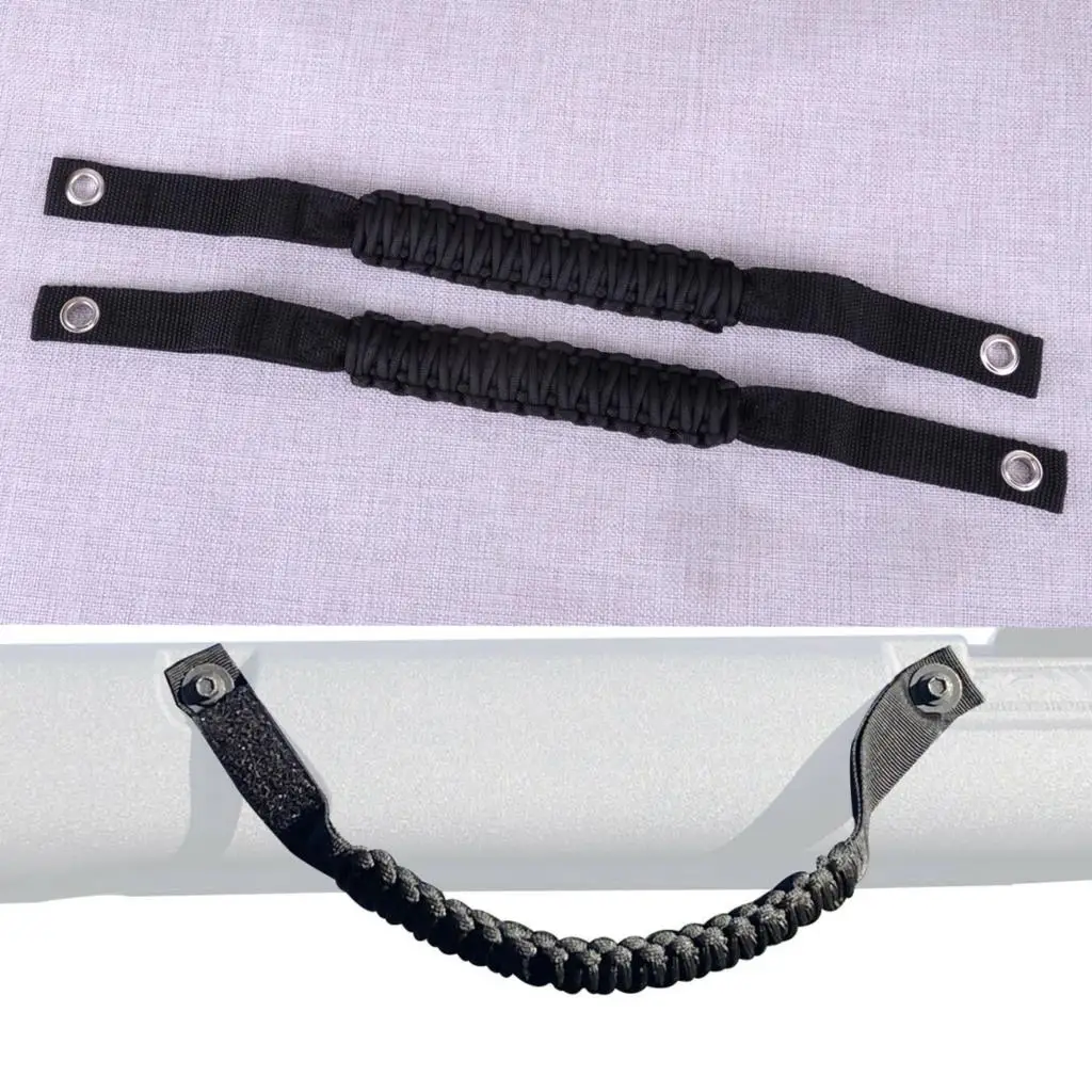 

2pcs Car Braided Style Roll Bar Grab Handle Black Nylon Fit for Ford Bronco 2021 2022
