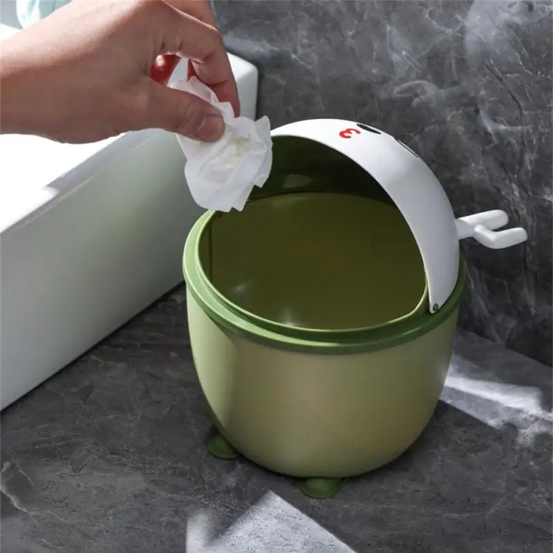 

1PC Mini Desktop Waste Bin Trash Can Desktop Garbage Basket Box Bedroom Home Cute Trash Can With Lid Office Supplies Dustbins