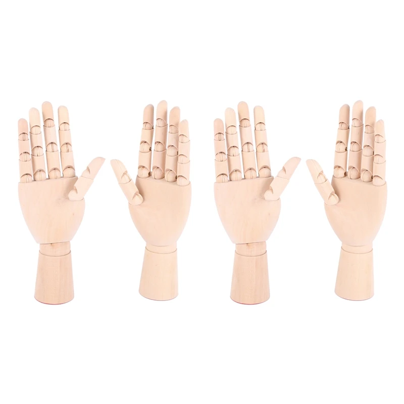 

2X 7Inch Wooden Sectioned Opposable Articulated Left/Right Hand Figure Manikin Hand Model For Drawing (Left+Right Hand)