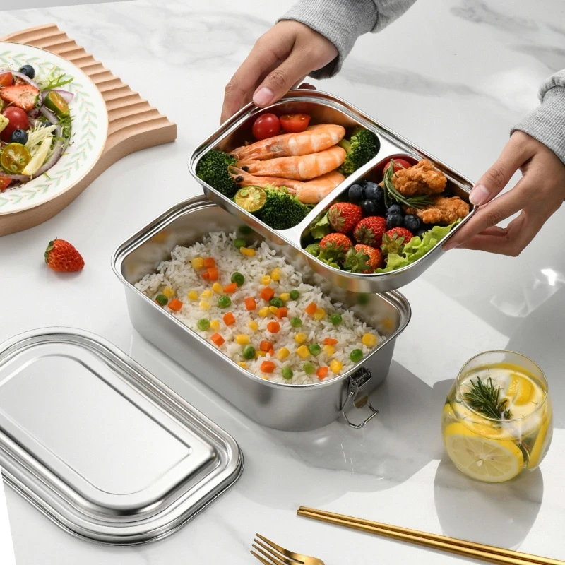 

72XD Portable Stainless Steel Lunch Box Sealed Leak-Proof Lunch Containers Bento Box Reusable Food Storage Container