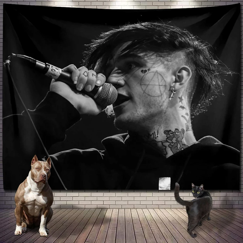 

Black And White Rap Lil Peep Hippie Tapestry Wall Hanging Room Decoration Wall Decor Carpet Aesthetic Hip Hop Background Cloth