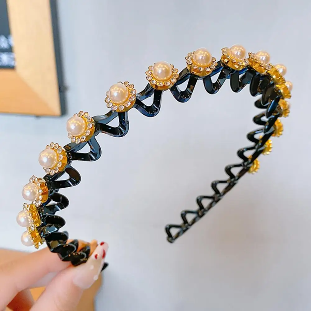 

Прозрачная текстура Симпатичные Стразы волнистые зубья эластичный обруч для волос с зубцами обруч для волос тонкая работа свадебные аксес...