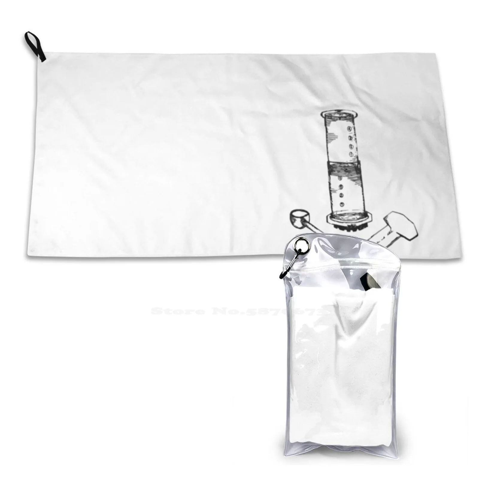 Quick Dry Soft Face Towel Home Outdoor Aeropress Pour Over French Press Latte Coffee Caffe Seattle Cup Sketch