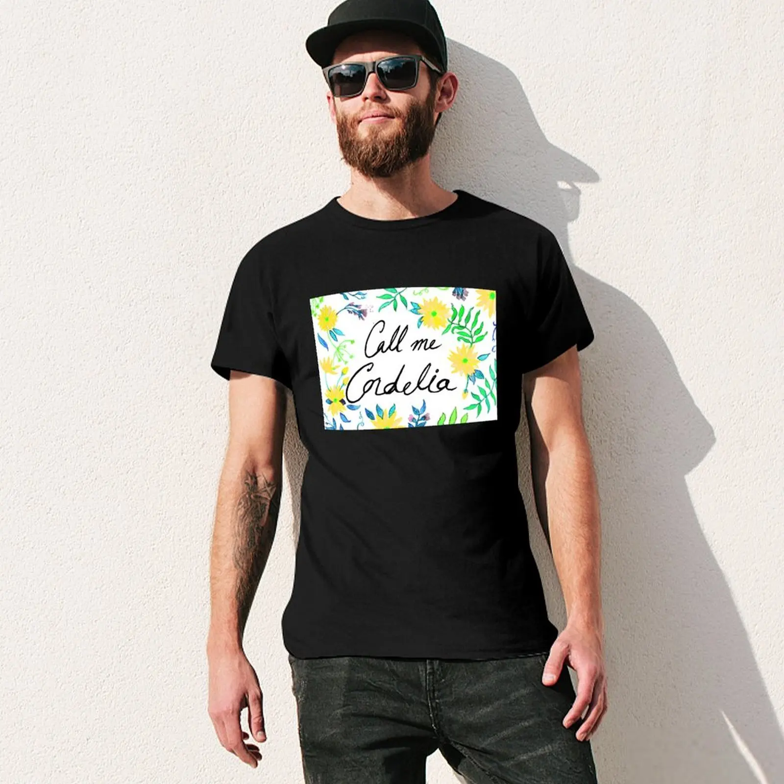 Фото Футболка Call Me Cordelia - Simple T-Shirt с желтыми цветами, большой размер №3