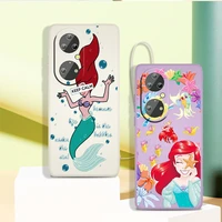 disney the little mermaid phone case for huawei p50 p40 p30 p20 pro lite e y9s y9a y9 y6 y70 nova 5t 9 5g liquid rope cover