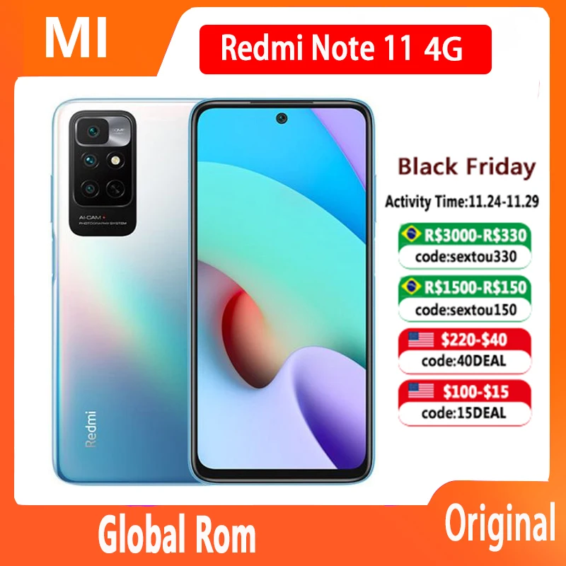 Оригинальный смартфон Redmi Note 11 4G/redmi 10 4 Гб 128 ГБ 6 5 дюйма FHD 5000 мА · ч задняя камера 50