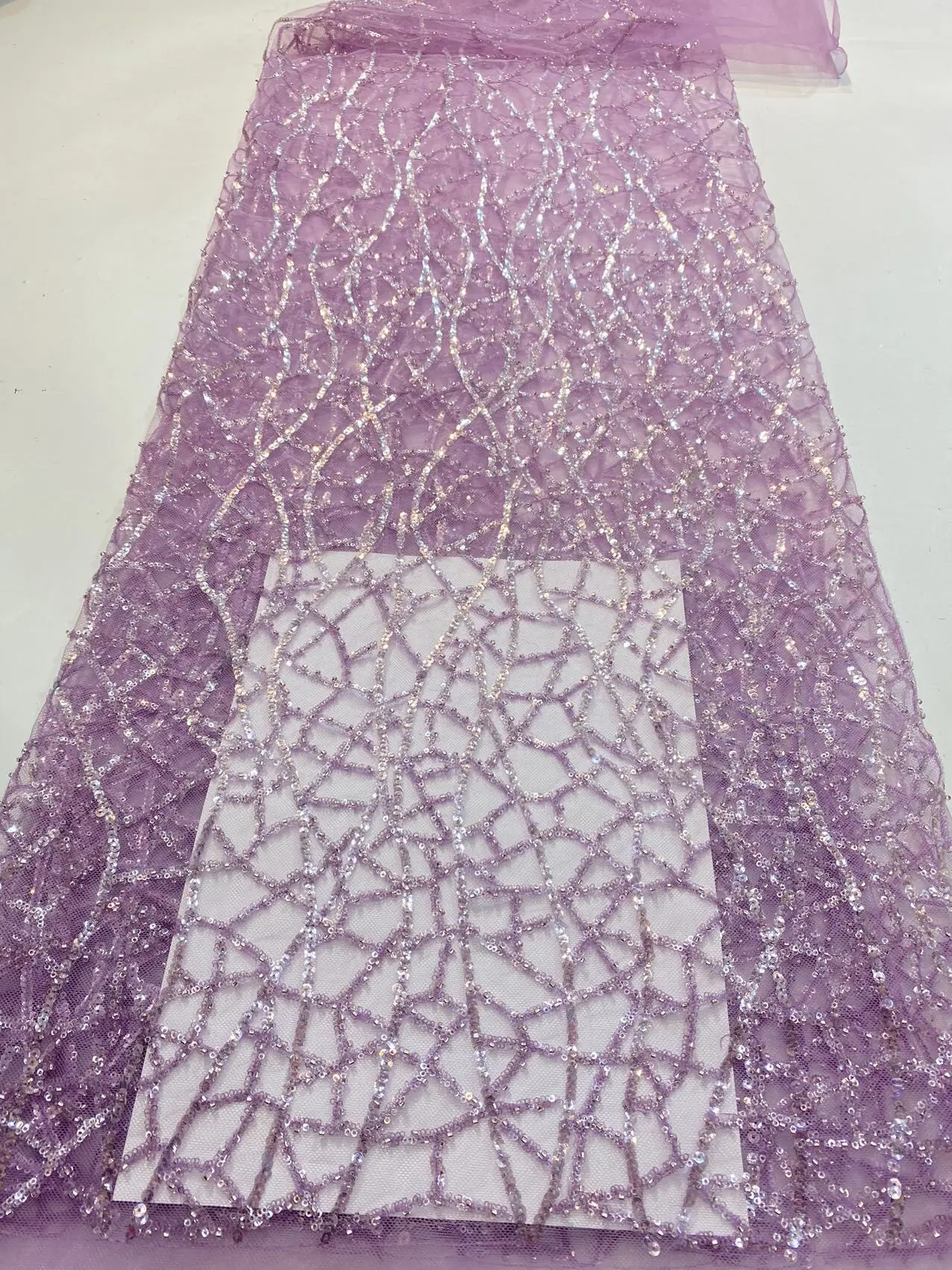 

Fashion French Net Lace with Beads good selling Embroidered Tulle Fabric for Bridal Dress
