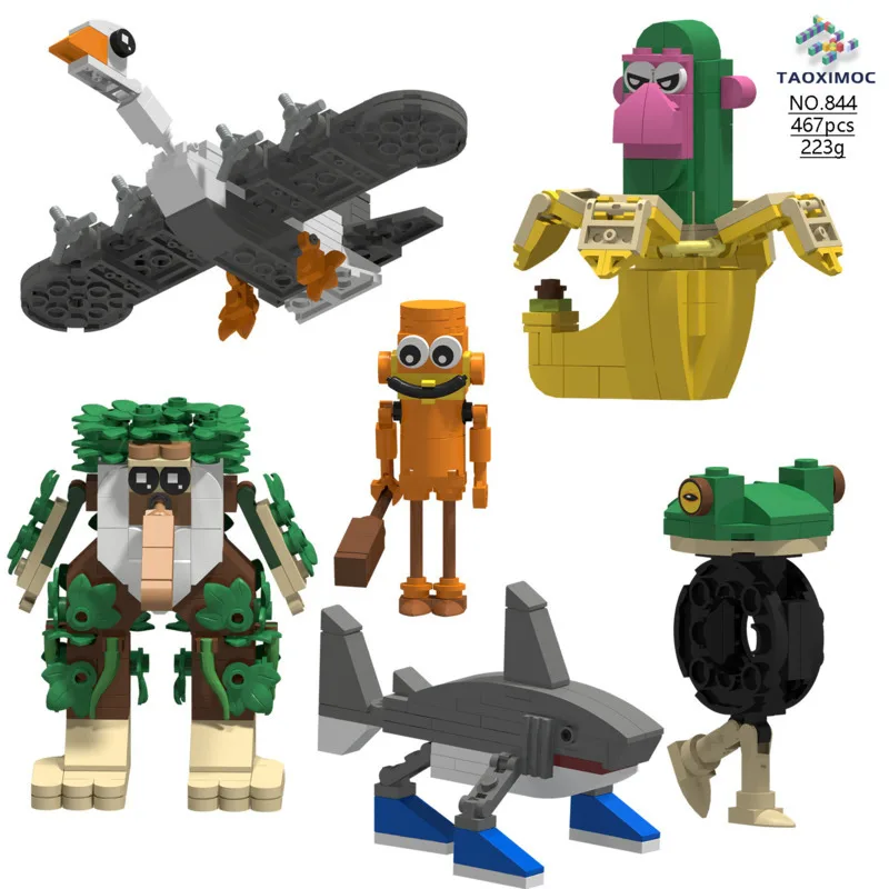 Фото Tung Sahur Tralalero Tralala Кирпичи Мультфильм Итальянский Brainrot Bombardiro Crocodilo Shimpanzini Bananini Строительные блоки Модель игрушки №3