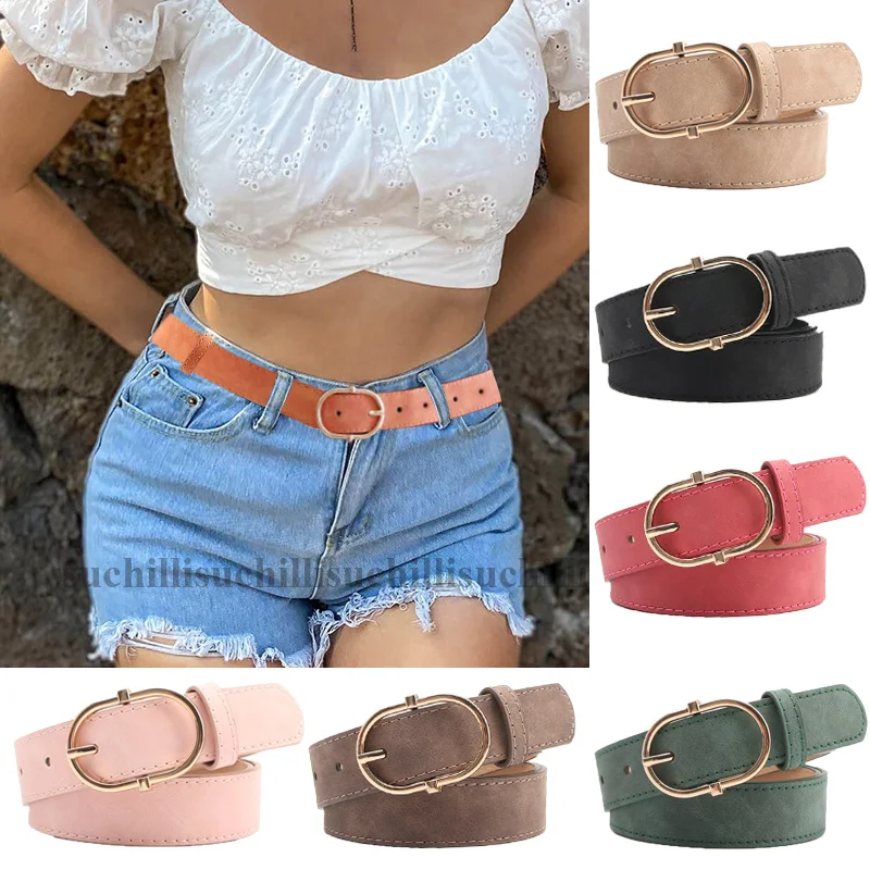 New Belts for Women Simple Leather Gold Buckle Matte Belt Female Jeans Dress Pants Waistband Luxury Designer Brand Straps Gifts