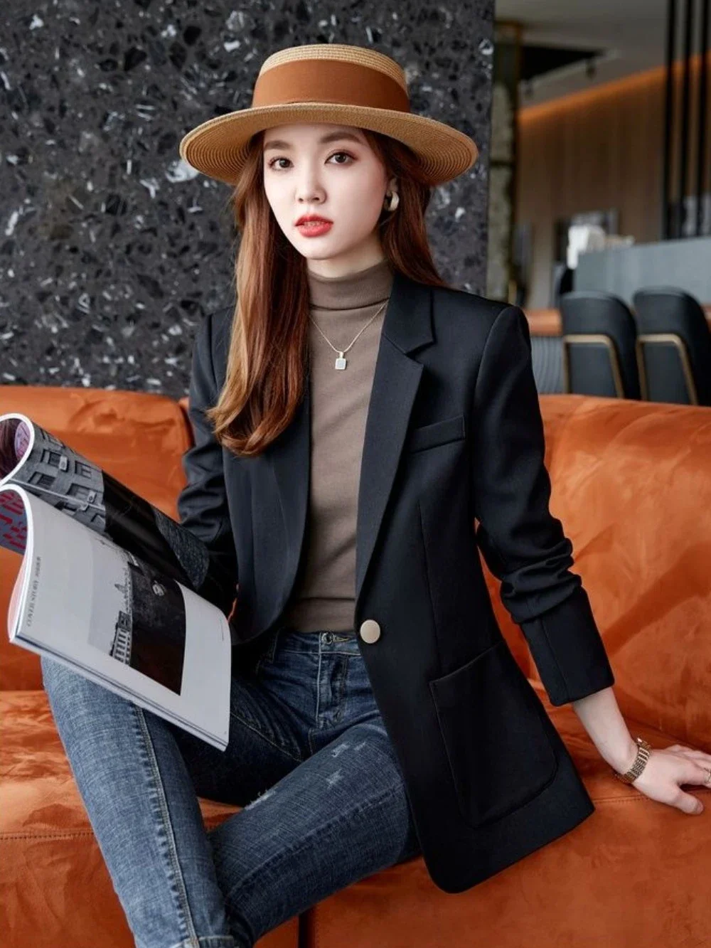 Женский блейзер тонкая обтягивающая верхняя одежда офисная профессиональная