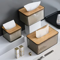 creative wooden lid plastic tissue box napkin holder box storage modern home living room decor desk decoration organizer gift