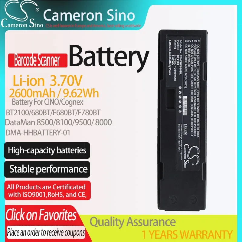 

CS Battery for CINO BT2100 680BT F680BT F780BT fits Cognex DataMan 8500 8100 9500 8000 BT2100 Camera battery 2600mAh