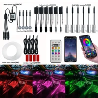14 in 1 led atmosphere rgb light strip car interior ambient light fiber optic backlight music by app remote decorative neon lamp