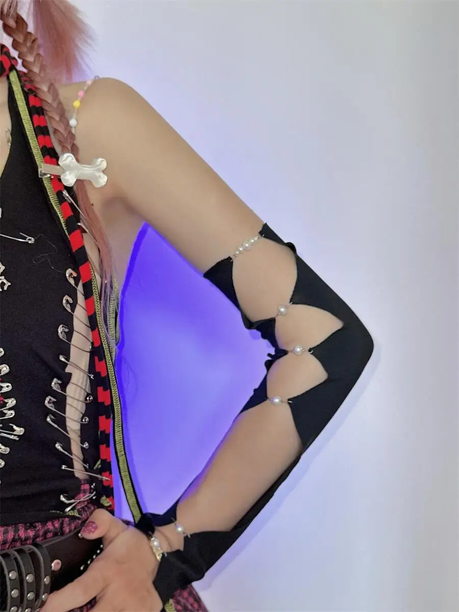 

Sleeves/garters dual-use exquisite pearl niche design for sun protection, high-end pearl Y2K Spicy Girls' trendy calf gloves