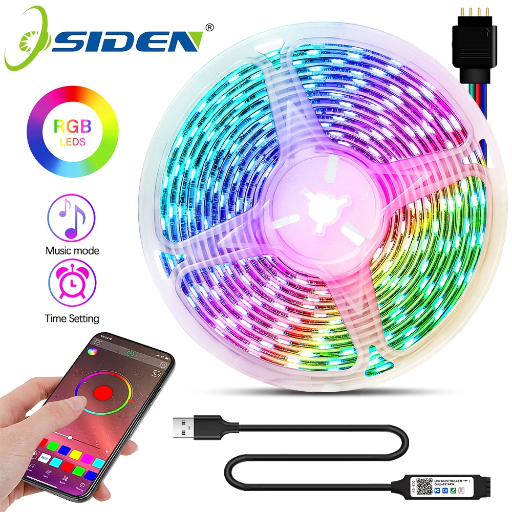 Светодиодная лента 5050 RGB, не водонепроницаемая, 30 светодиодов, подсветильник для телевизора, USB, 5 в постоянного тока, 1 м, 2 м, 3 м, 5 м, гибсветильник Светодиодная лента «сделай сам», музыкальный мини-контроллер