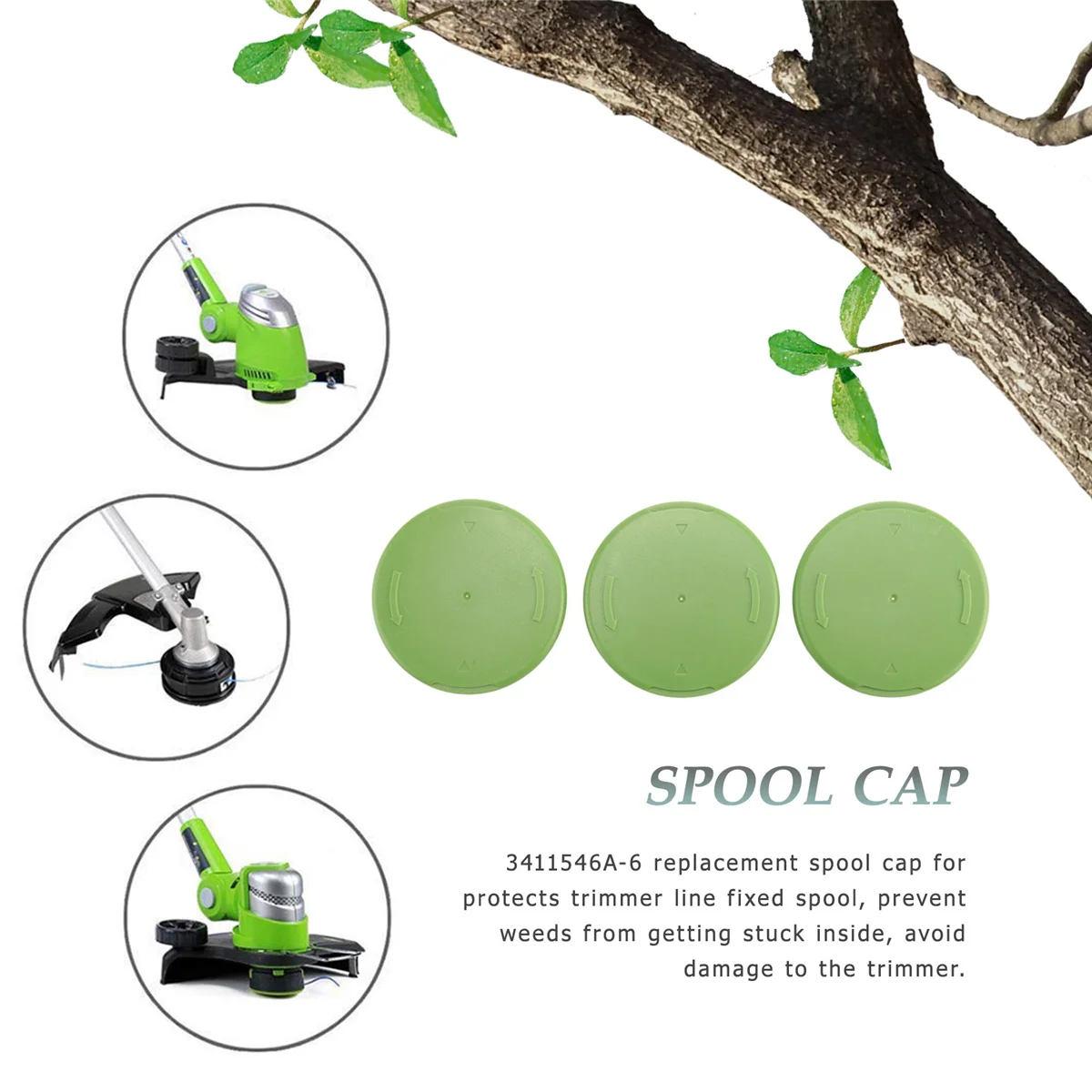 3 упаковки сменных крышек для катушек детали 3411546 A-6 Greenworks 21332 21342 24 В 40 80