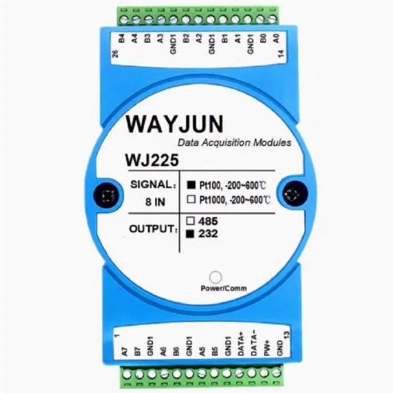 8-канальный модуль сбора данных Pt100 к RS485/RS232 с термостойкостью Pt1000 WJ225