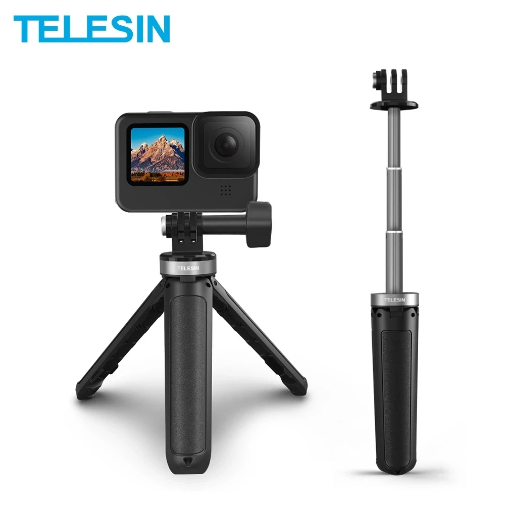 

TELESIN мини селфи палка штатив портативный пластиковый Регулируемая длина для GoPro Hero 10 9 8 7 DJI Osmo Action 2 Insta360 SJCAM SJ8