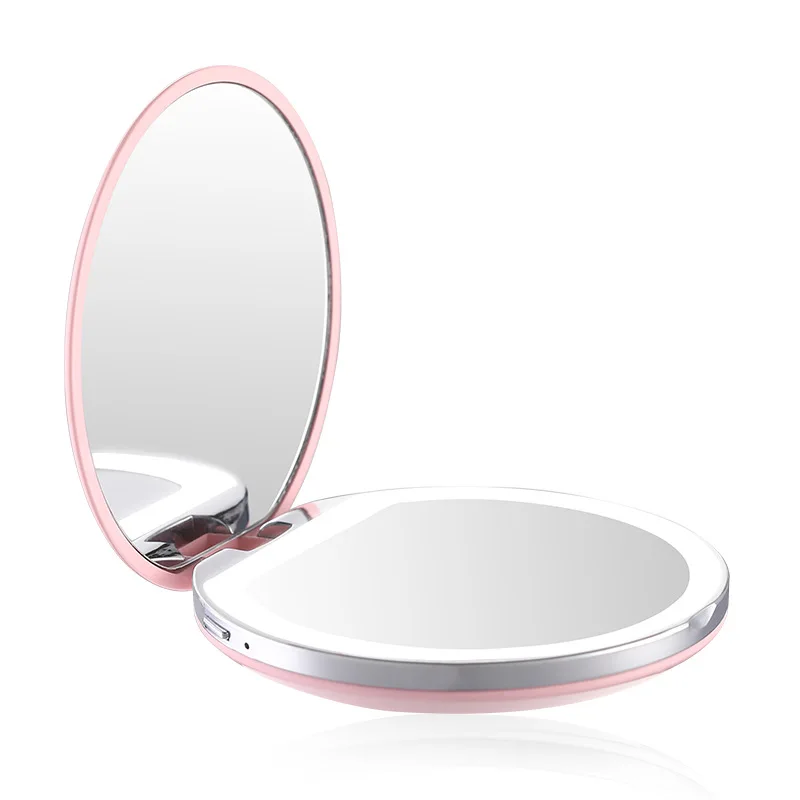 

1pc Portable Makeup Mirror LED Lighted Folding Round Magnifying Cosmetic Travel Beauty Ring Photo Fill Light Small Mirrors