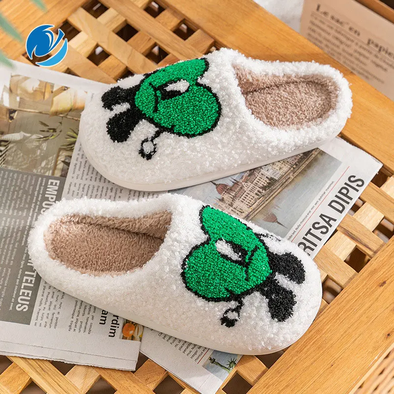 

Mo Dou Plush Cotton Slippers for Women Soft Warm Non-slip Lovely Heart-shaped Rabbit Wearable Cozy Winter Men's Shick-Absorbing