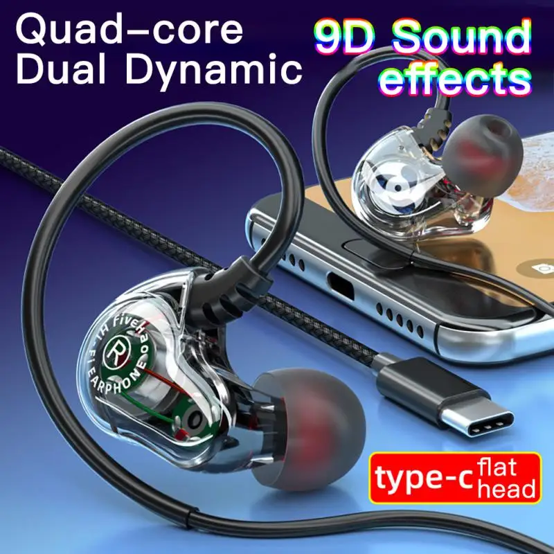 

610A Model Type-c Hanging Ear Type Wired Headphones Game Headset Stereo Sports In-ear Earbuds Earphones For Huawei Xiaomi