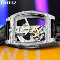 full automatic turbullion mechanical watch for men transparent skeleton 3d hollow dial man luxury wristwatch winding male clock