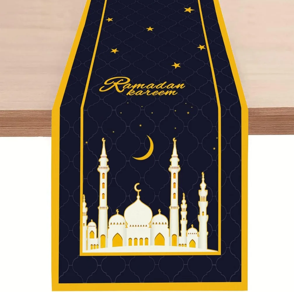 Ramadan Mubarak Table Runner Iftar Eid Al-fitr Mosque Muslim Islamic Religious Holiday Kitchen Dining Room Home Decoration