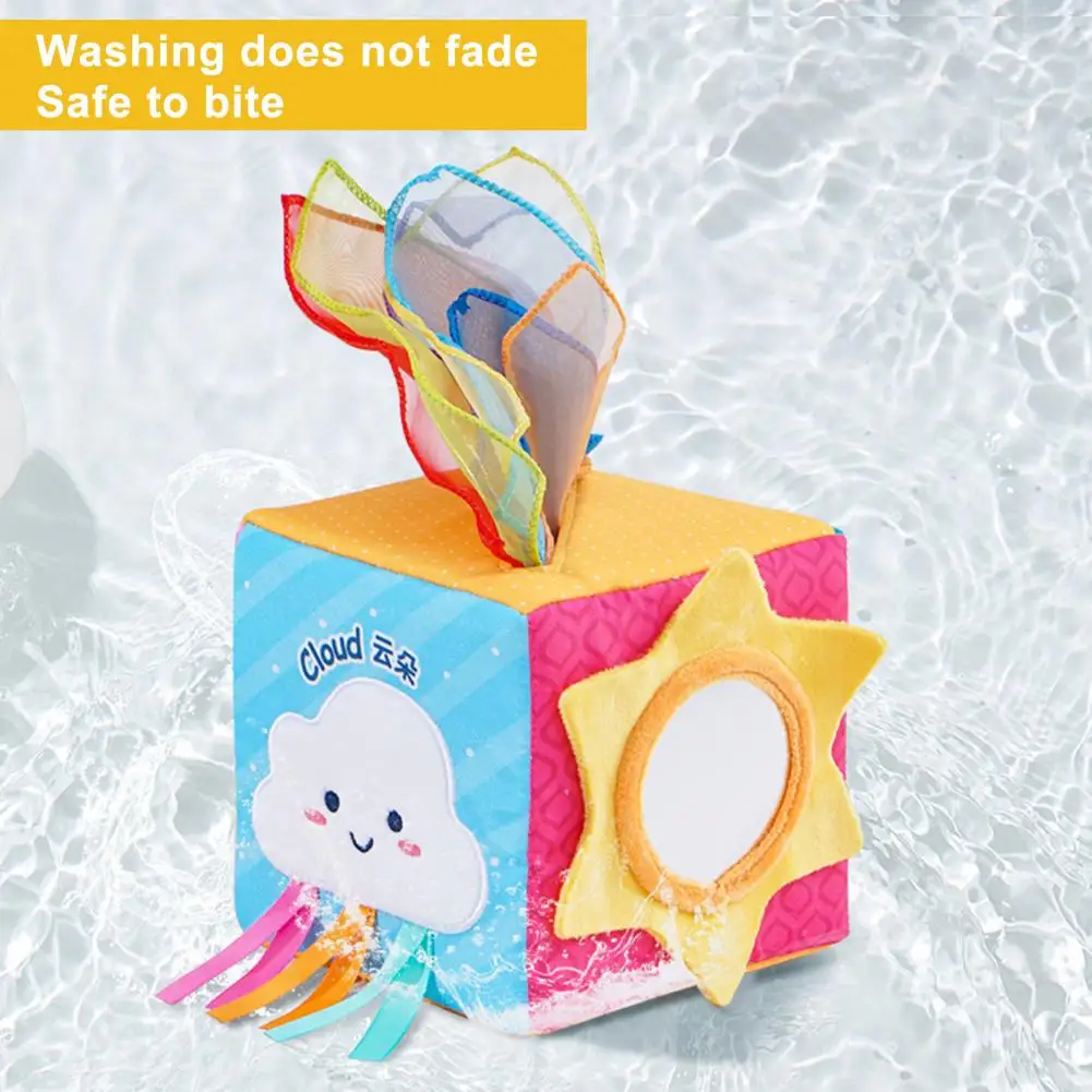 

Fine Motor Skills Development Toy Colorful Cloth Tissue Box A Soft Washable Baby Toy for Fine Motor Skills Development