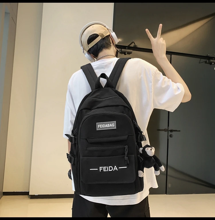 

7711 large-capacity net celebrity backpack female summer all-match outing pure color backpack female