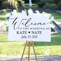 wedding welcome vinyl sticker personalized names and date wall decal for wedding party decor wedding sign decoration stickers