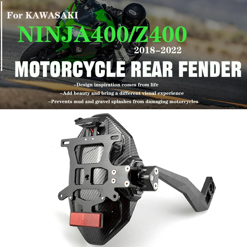 

For KAWASAKI Ninja400 Z400 2018-2022 Motorcycle Rear Mudguard Wheel Splash Guard Fender License Plate Frame Accessories