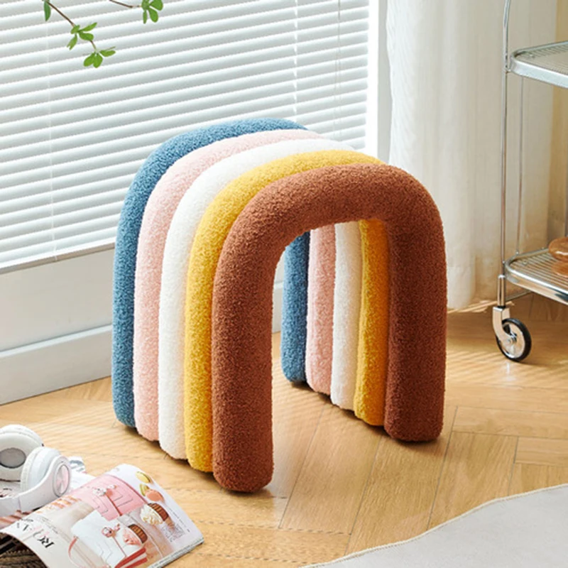 

GY Nordic Creative Strange Shape Chair Desk Bedroom Clothing Store Stool Comb Makeup Lambswool Dining Chair