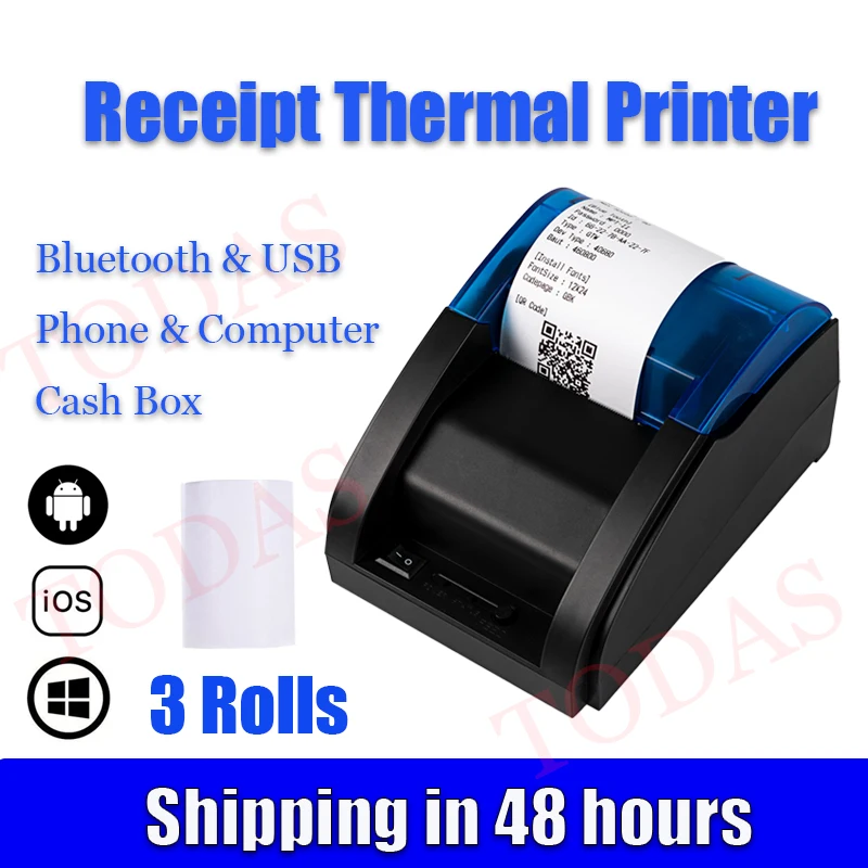Мини термопринтер для чеков с поддержкой USB и Bluetooth совместим телефоном системой