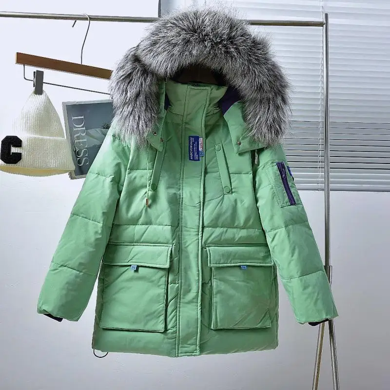 Young Ladies Girls Winter Coat Duck Down Parkas with Real Natural Fur Hood Woman Thick Warm Jacket Cloth for Female Oversize