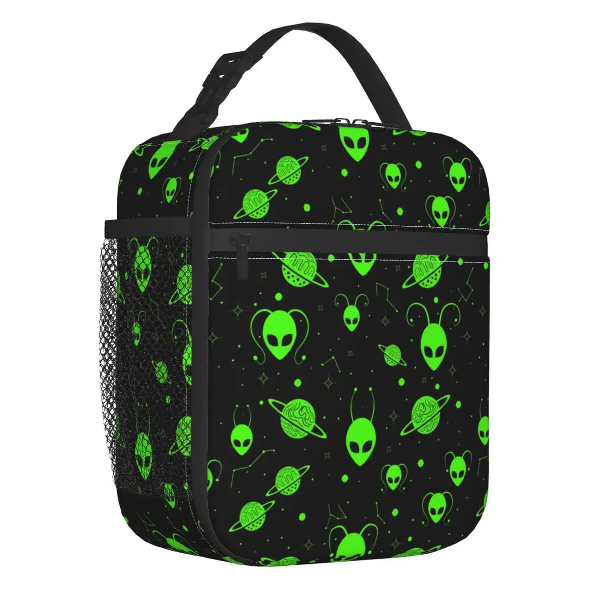 

Custom Wonderful Green Alien Universe Wondrous Cosmos With Planet Stars Lunch Bag Men Women Cooler Thermal Insulated Lunch Box