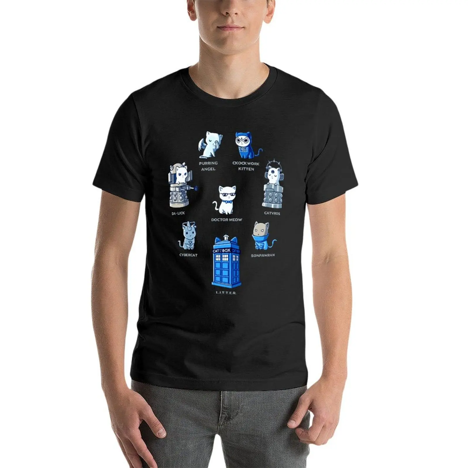 

Spaceship Cat Box Funny Oversize T-Shirt Fashion Men'S Clothing 100% Cotton Streetwear Plus Size Tops Tee