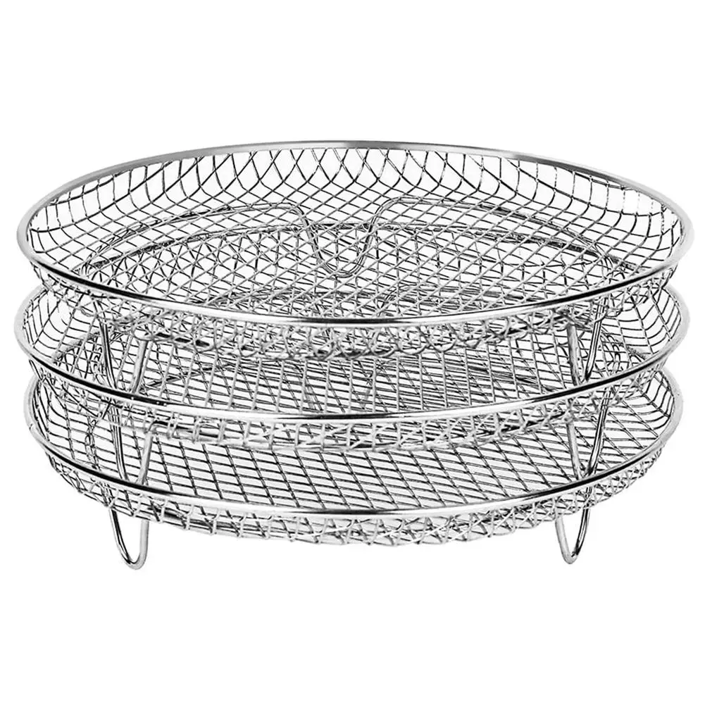 

3 Layers Air Fryer Dehydration Rack Stackable Space Saving 304 Stainless Steel For Pressure Cookers Ovens