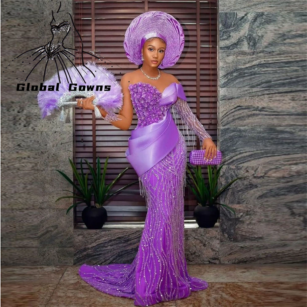 

Elegant Purple Sweetheart Evening Dress For Black Girls 2023 Beaded Birthday Party Gowns Tassel Long From Gown Pleats Robe De