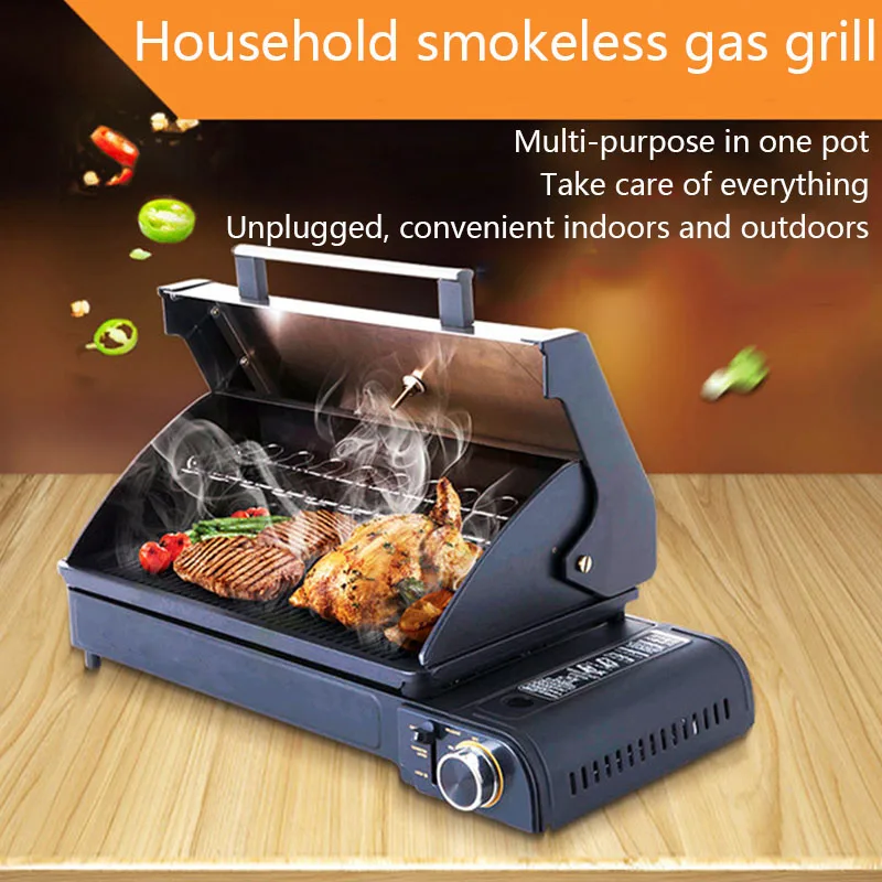 multi function bbq grill machine outdoor barbecue stove portable gas cooker camping gas stove with non stick grill pan 2 7kw eb free global shipping