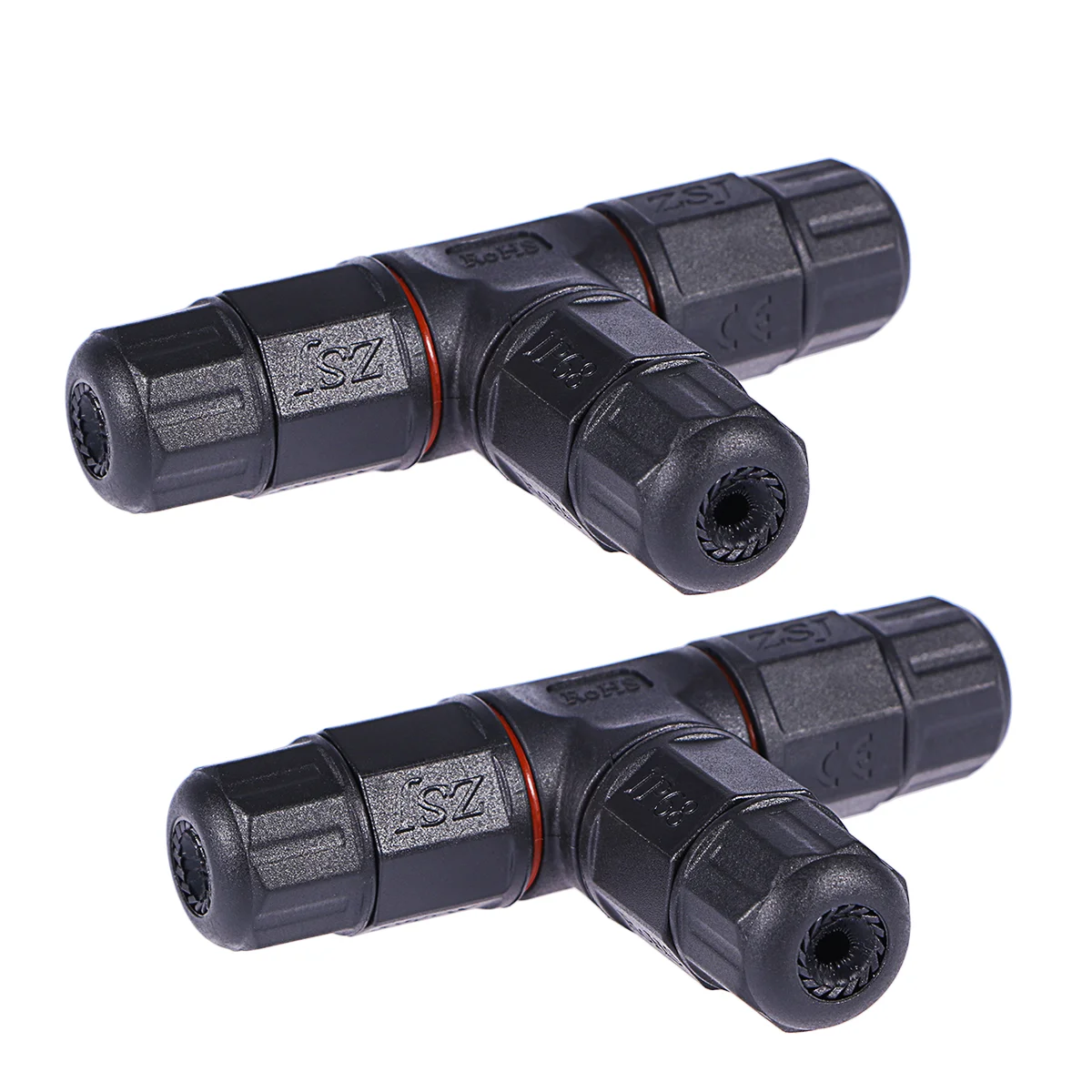 

2PCS IP68 T Model Junction Box Cable Connector Waterproof Outdoor External Junction Box Cable Connector Sleeve(3 Way Black)