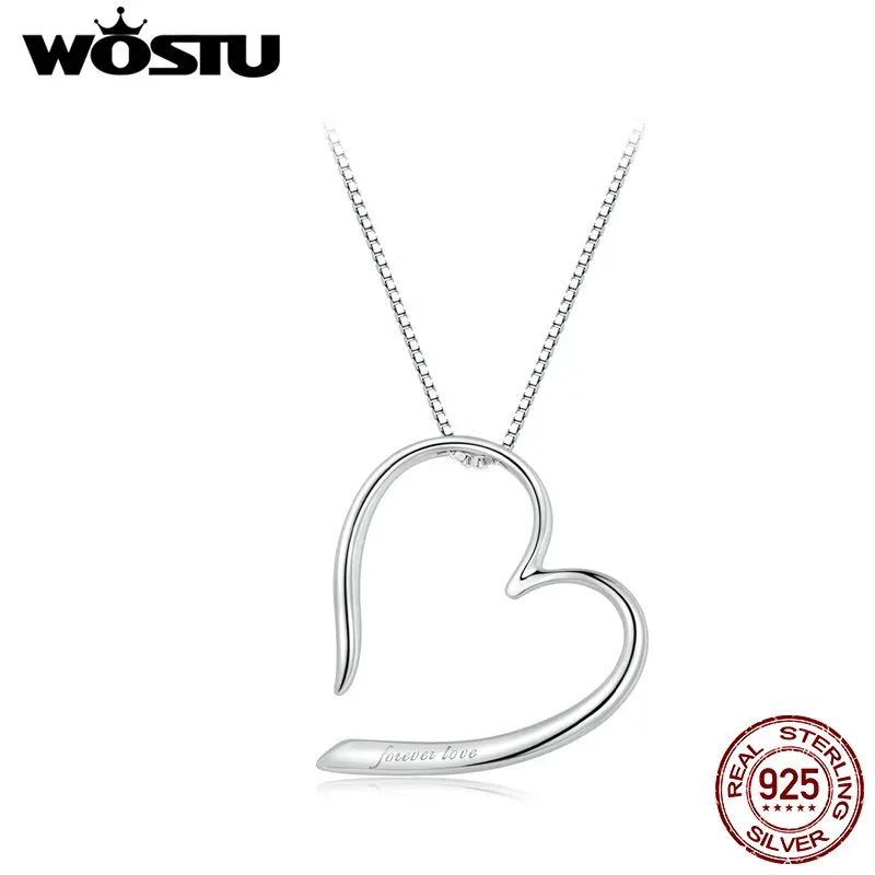 

WOSTU 925 Sterling Women Simple Heart Pendant Necklace Magic Necklace stackable with rings DIY Jewelry Wedding Anniversary Gift